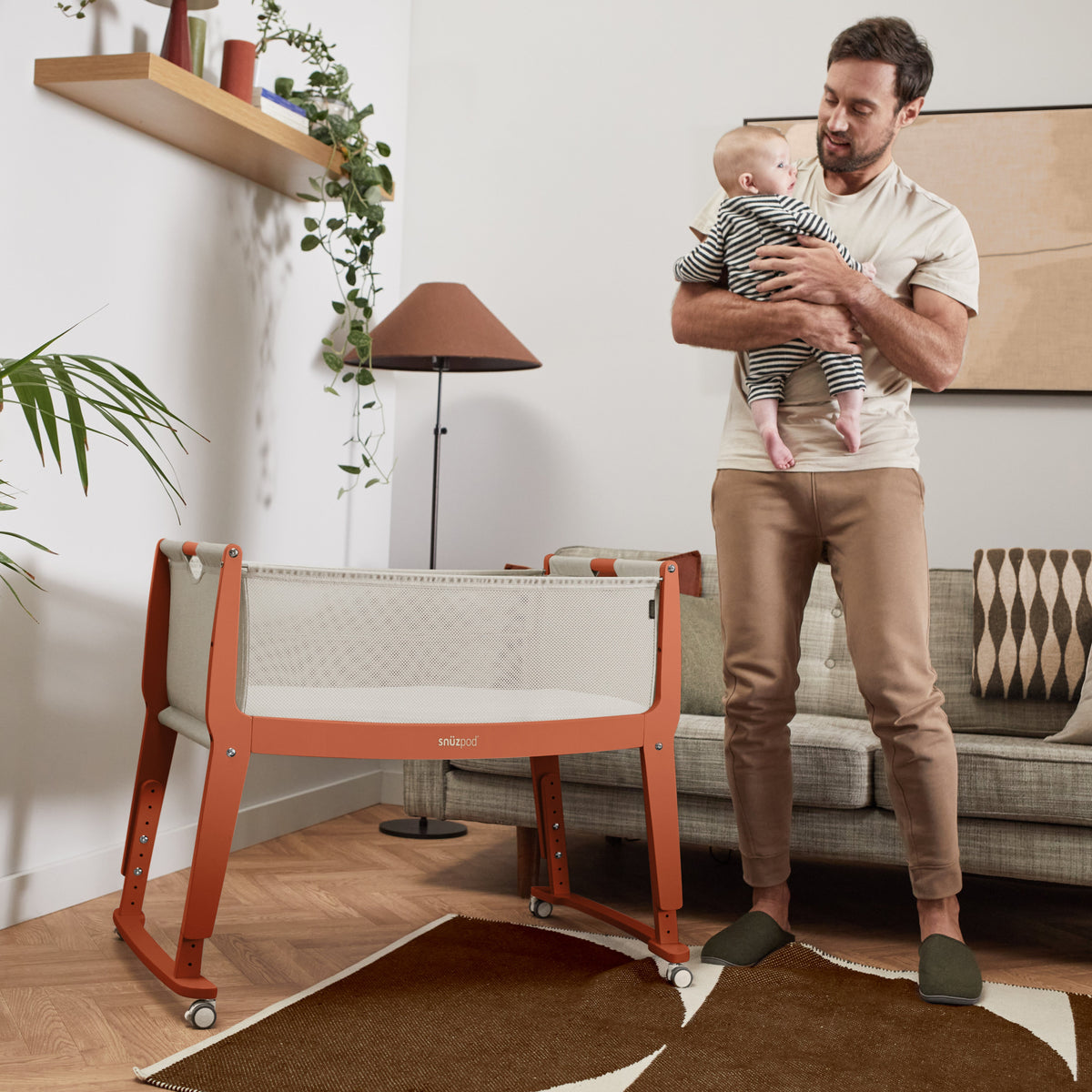 SnuzPod Studio Bedside Crib - Florence Ember