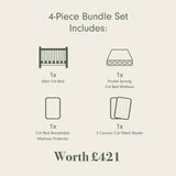 Tutti Bambini Supreme Alba Cot Bed, Mattress & Bedding Bundle - White