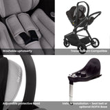 Noordi Sole V3 - 3in1 Travel System with ThermoCot Carrycot + Travel Carrier i-Size Car Seat, Slate Black