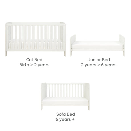 Tutti Bambini Essentials Alba Cot Bed, Mattress & Bedding Bundle - White