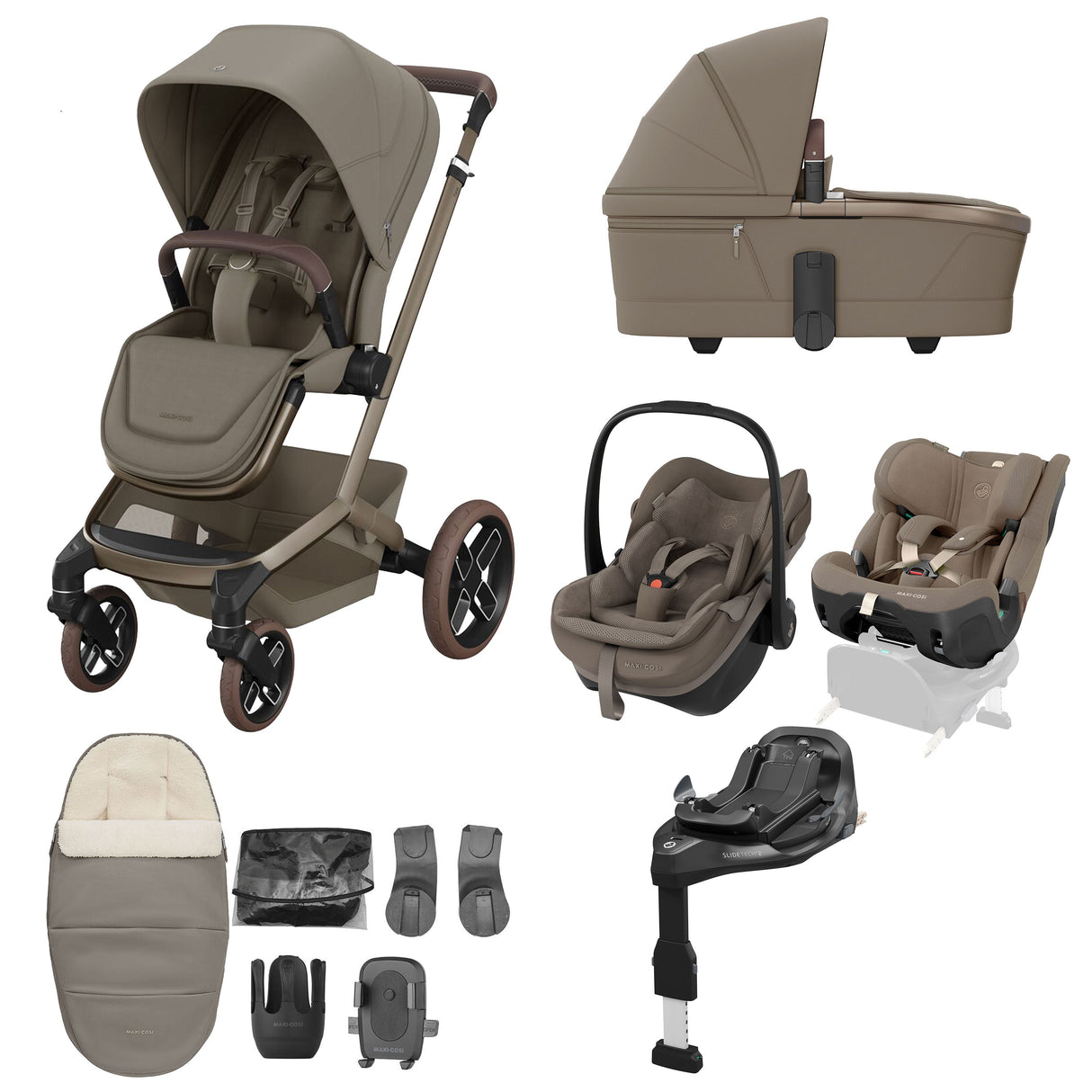 Maxi-Cosi FAME 10 Piece Premium Travel System - Oak Truffle