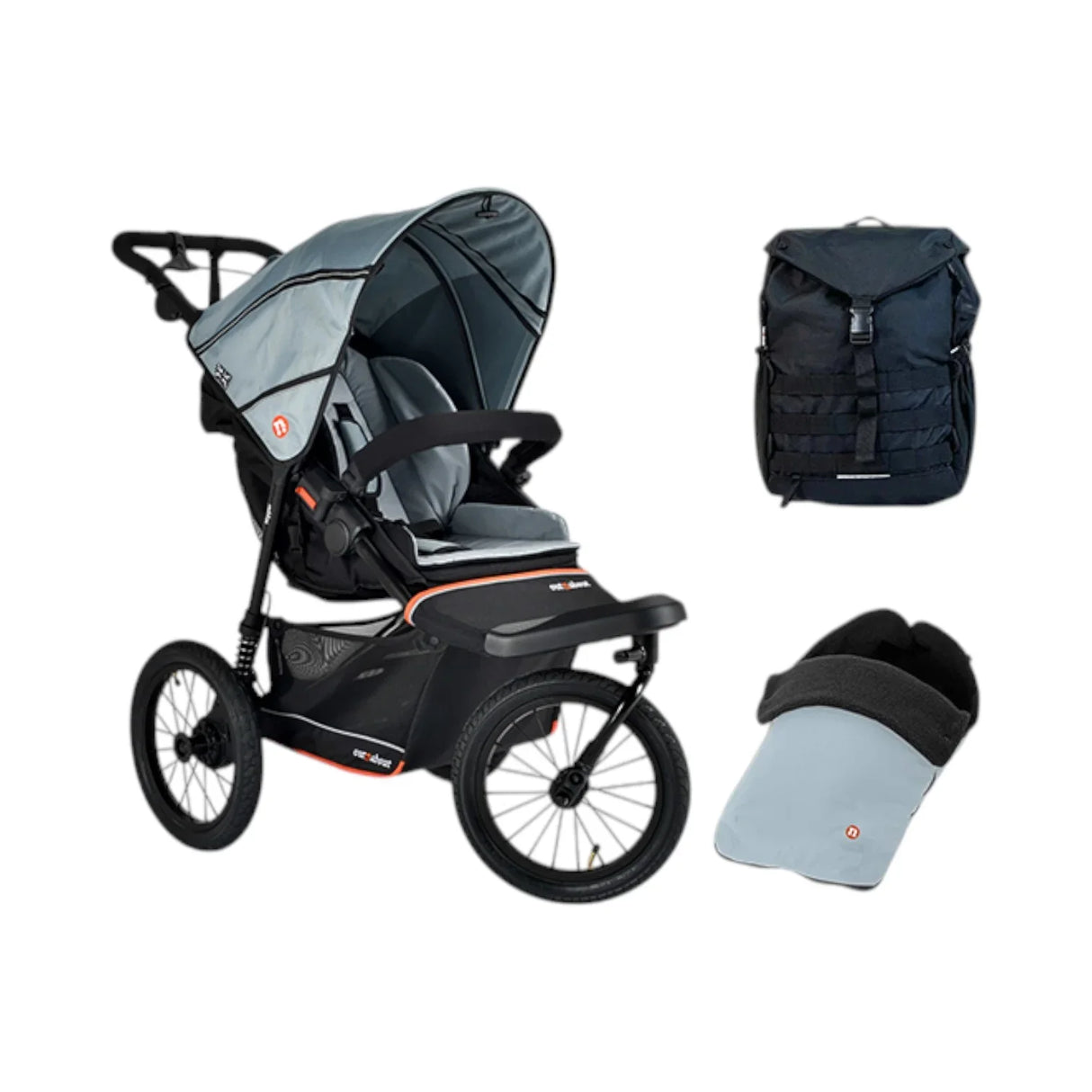Out n About Nipper V6 Plus Single Adventure Bundle - Rocksalt Grey 1
