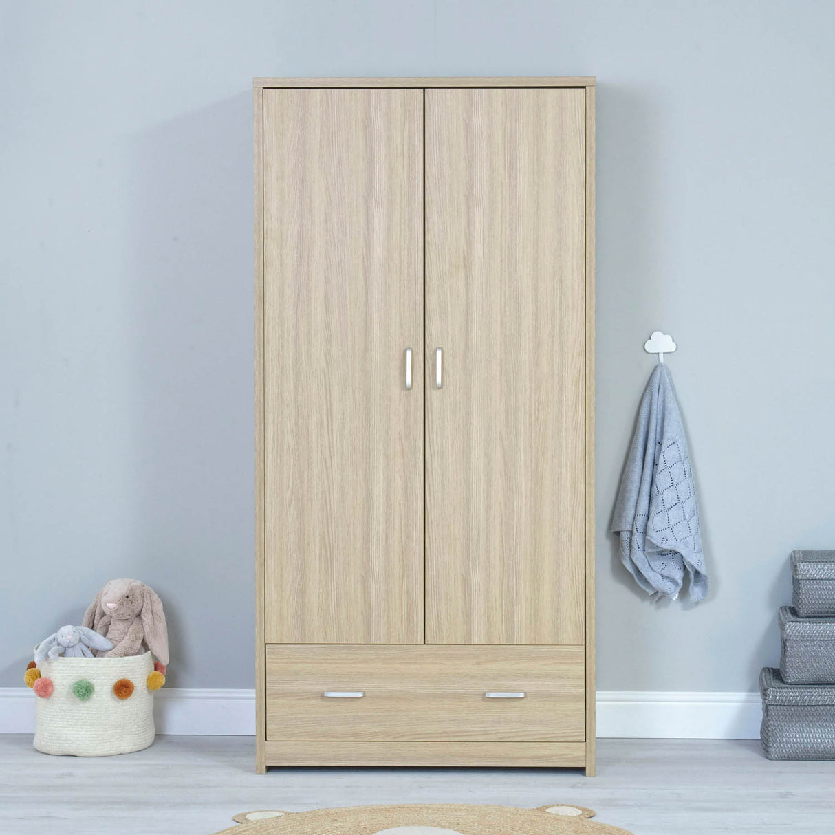 Babymore Veni 3 Piece Room Set with Drawer - Oak