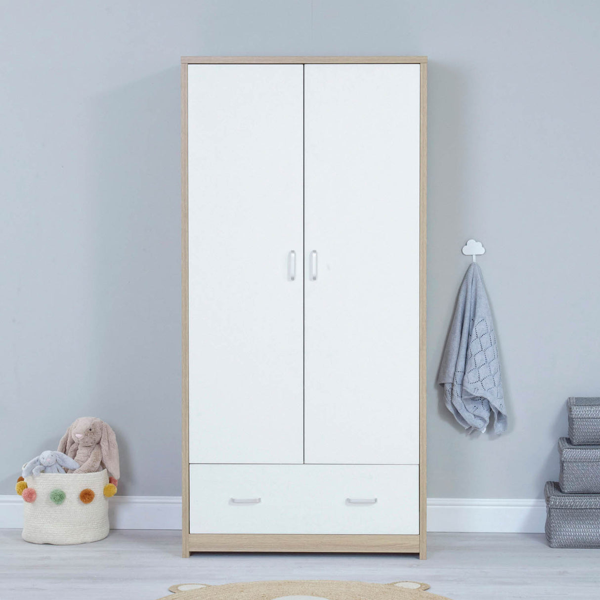 Babymore Veni 3 Piece Room Sets with Drawer - Oak White