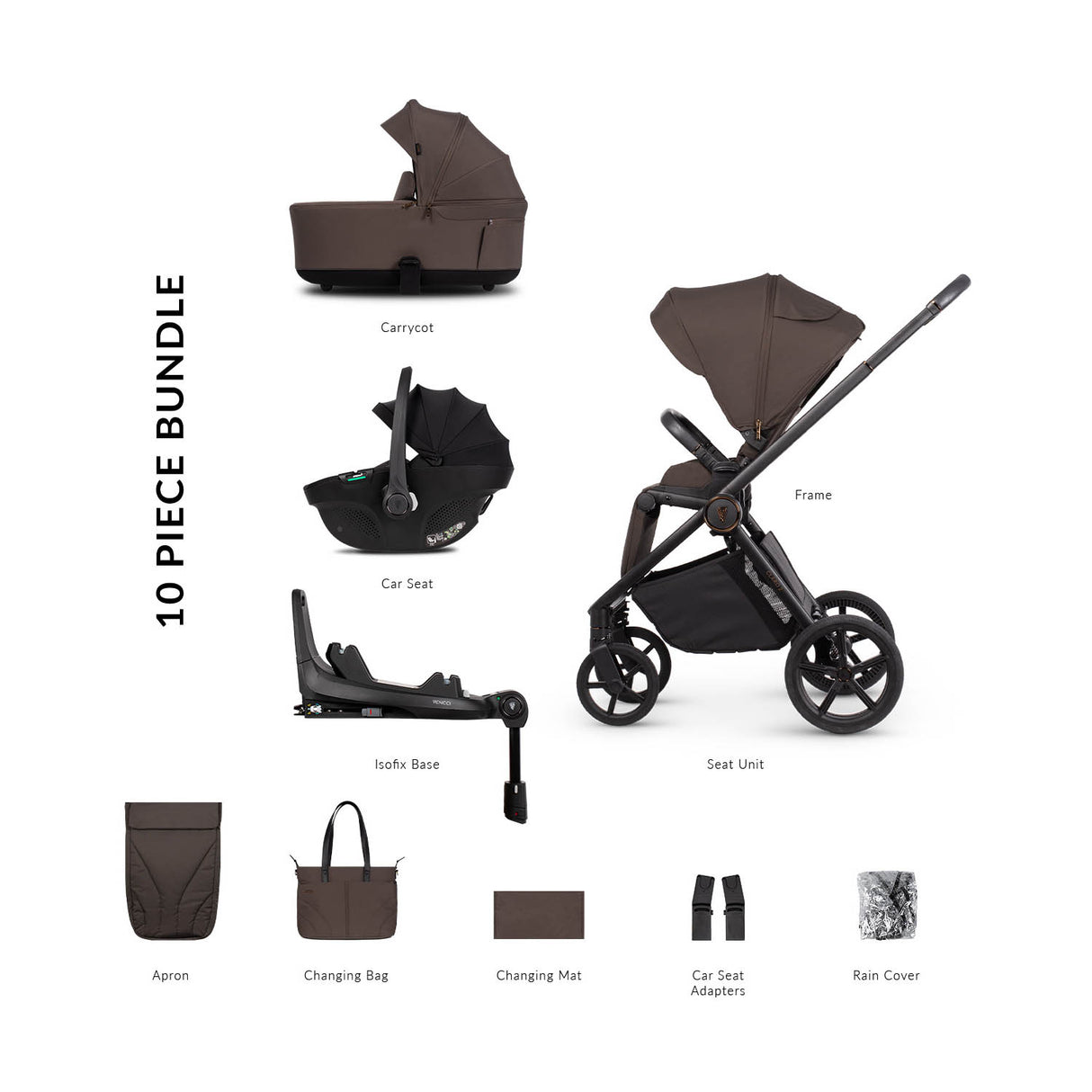 Venicci Claro 2 Luxury 4in1 Tiago Bundle - Chocolate