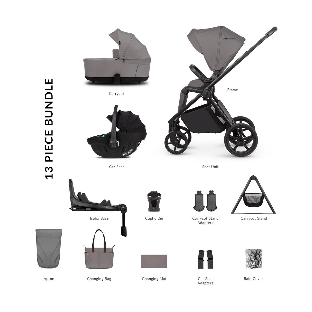 Venicci Claro 2 Ultimate 4in1 Tiago Plus Bundle - Fog