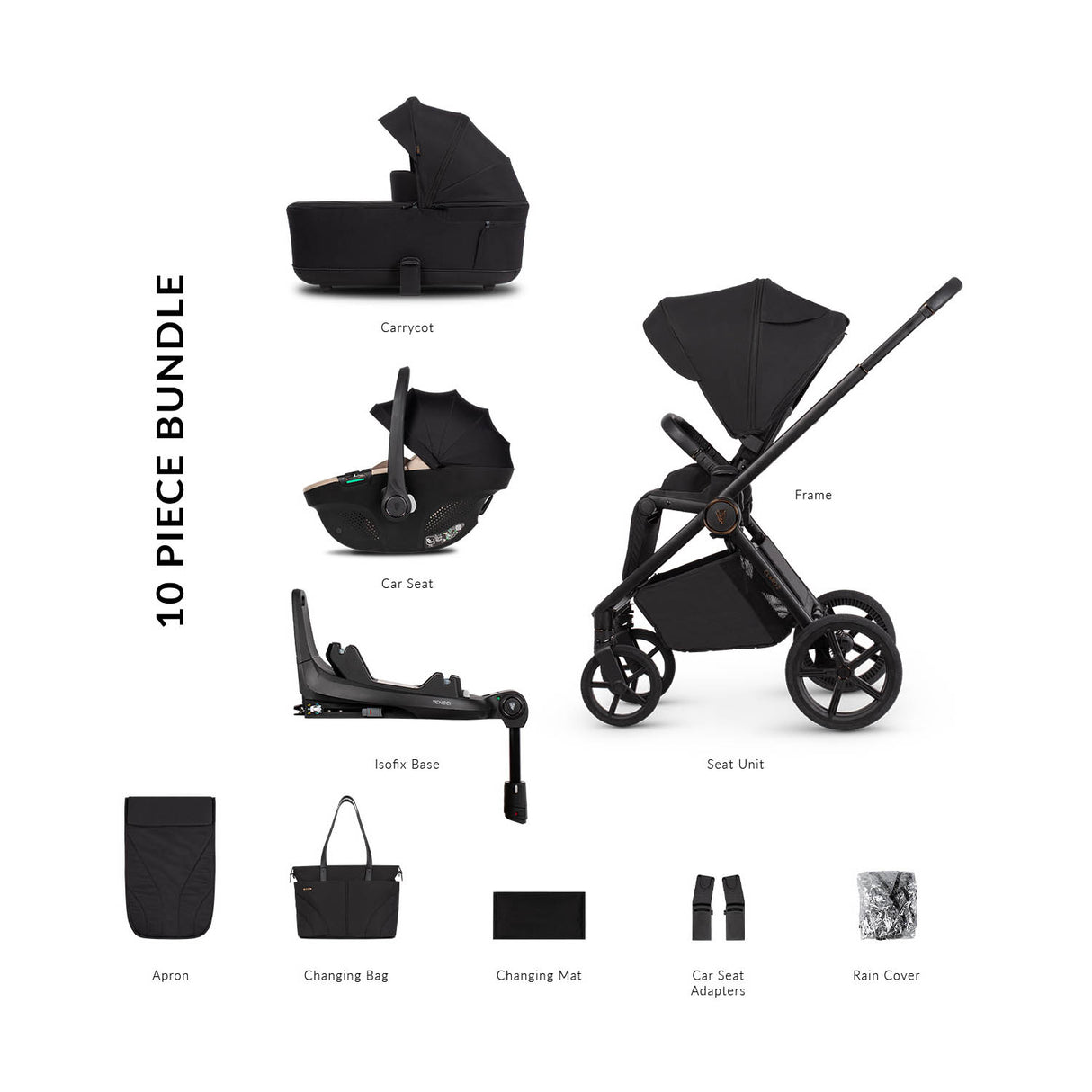 Venicci Claro 2 Luxury 4in1 Tiago Bundle - Noir