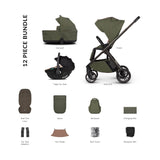 Venicci Tila 12 Piece Comfort 3in1 Tiago Bundle - Olive