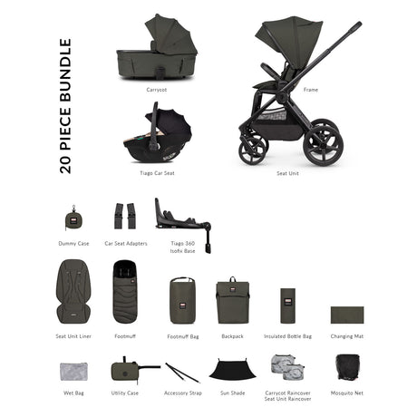 Venicci x Hunter Upline 3 Luxury 4in1 Tiago Car Seat & 360 Base Bundle - Dark Olive