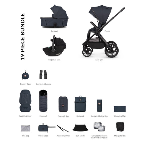 Venicci x Hunter Upline 3 Comfort 3in1 Tiago 360 Car Seat Bundle - Navy