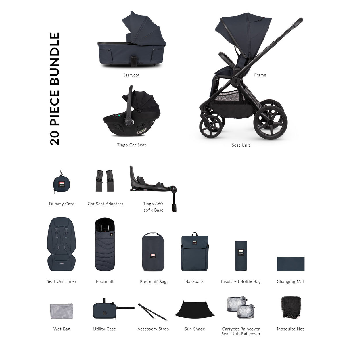 Venicci x Hunter Upline 3 Luxury 4in1 Tiago Car Seat & 360 Base Bundle - Navy