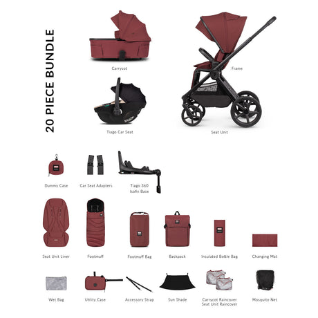 Venicci x Hunter Upline 3 Luxury 4in1 Tiago Car Seat & 360 Base Bundle - Red