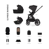 Venicci Upline 3 Comfort 3in1 Tiago 360 Car Seat Bundle - Onyx