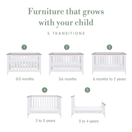 Tutti Bambini Verona Cot Bed - White & Oak