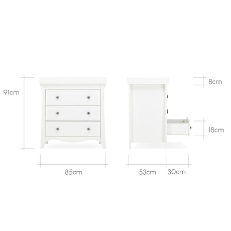 CuddleCo Clara 3 Drawer Dresser Changer - White