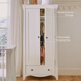 CuddleCo Clara 2 Door Double Wardrobe - White