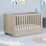 Babymore Luno Cot Bed With Drawer - Oak