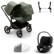 Bugaboo Donkey 5 Duo with Cybex Cloud T Travel System - Black/Forest Green 1