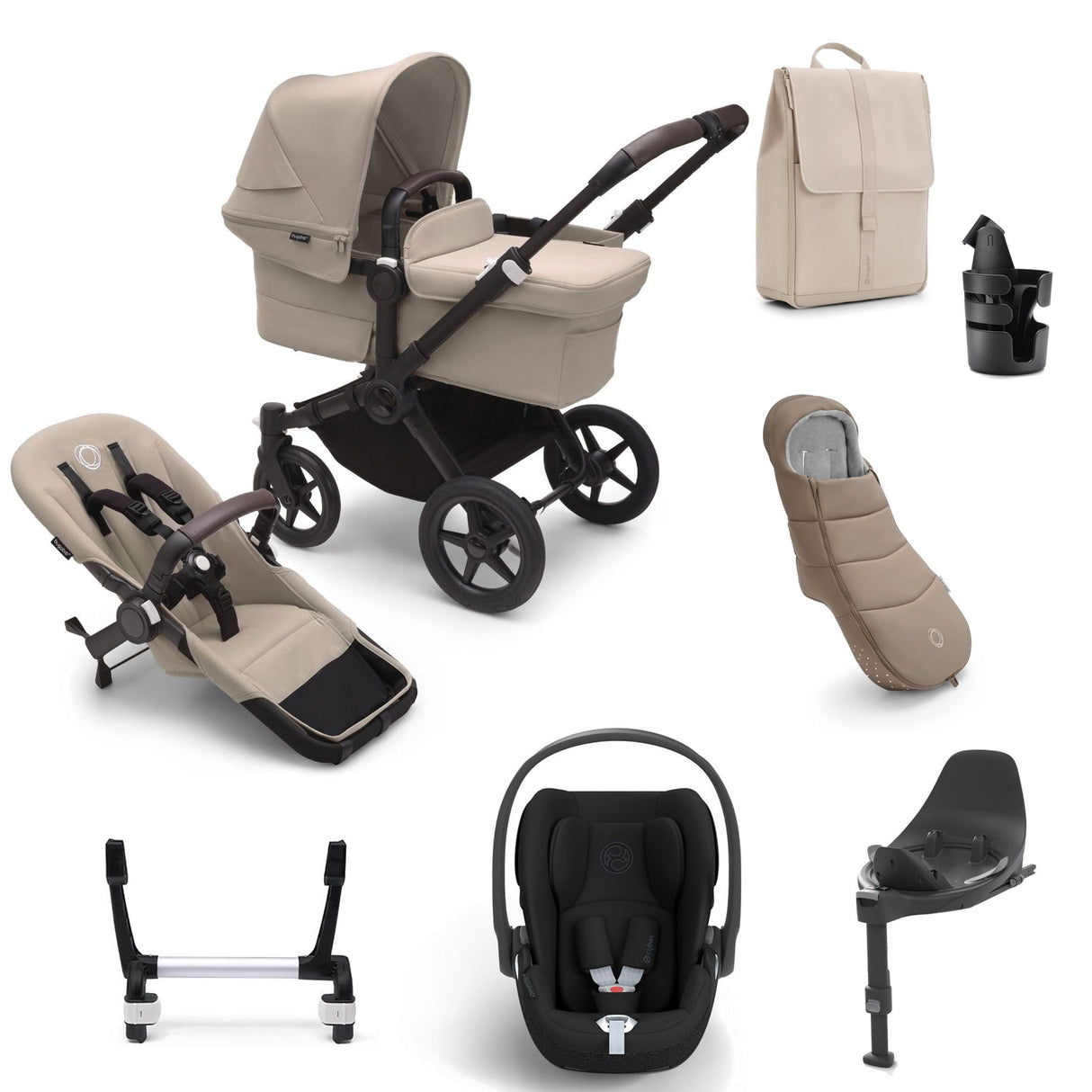 Bugaboo Donkey 5 Mono Ultimate Cybex Cloud T Travel System Bundle - Desert Taupe