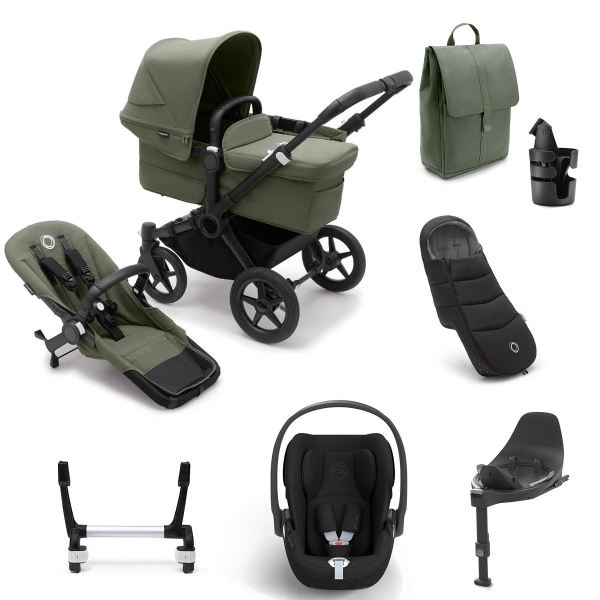Bugaboo Donkey 5 Mono Ultimate Cybex Cloud T Travel System Bundle - Forest Green 1