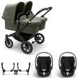 Bugaboo Donkey 5 Twin with Cybex Cloud T Travel System -  Black/Forest Green 1