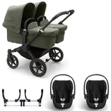 Bugaboo Donkey 5 Twin with Cybex Cloud T Travel System -  Black/Forest Green 1