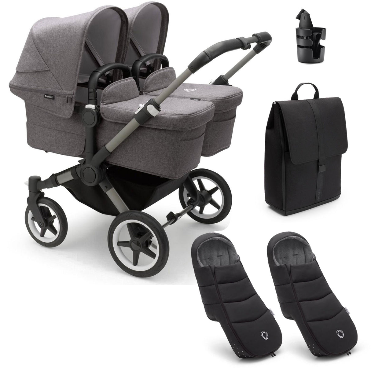 Bugaboo Donkey 5 Twin Essential Bundle - Grey Melange