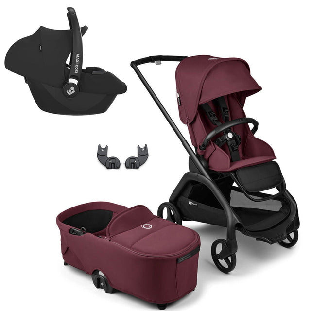 Bugaboo Dragonfly Travel System with Maxi-Cosi Cabriofix i-Size - Black/Dark Cherry 1