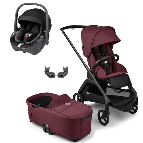 Bugaboo Dragonfly Travel System with Maxi-Cosi Pebble 360 - Black/Dark Cherry 1