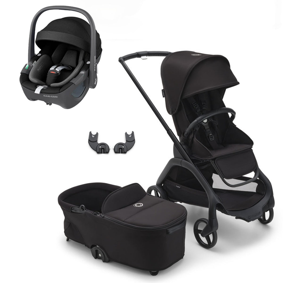 Bugaboo Dragonfly Travel System with Maxi-Cosi Pebble 360 - Black/Midnight Black 1
