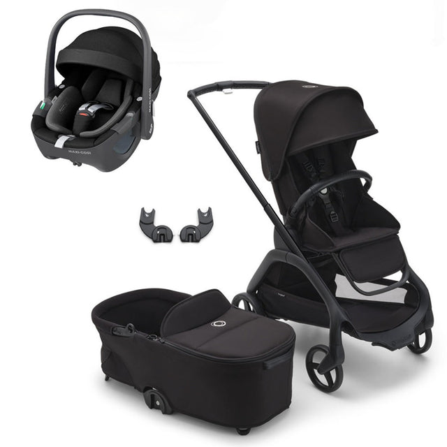 Bugaboo Dragonfly Travel System with Maxi-Cosi Pebble 360 - Black/Midnight Black 1