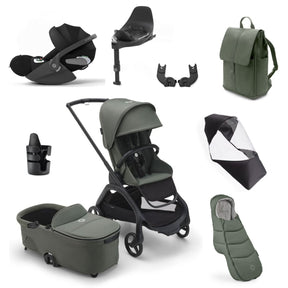 Bugaboo Dragonfly Ultimate Cybex Cloud T Travel System Bundle - Black/Forest Green 1