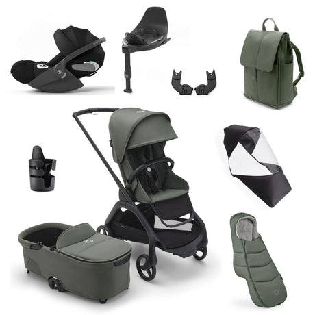 Bugaboo Dragonfly Ultimate Cybex Cloud T Travel System Bundle - Black/Forest Green 1