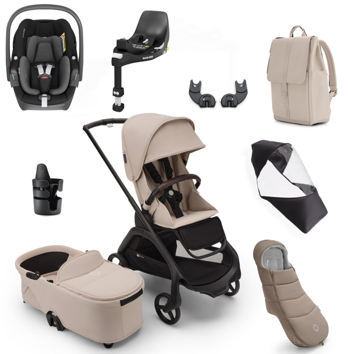 bugaboo dragonfly desert taupe Bugaboo Dragonfly Ultimate Maxi-Cosi Pebble 360 Travel System Bundle