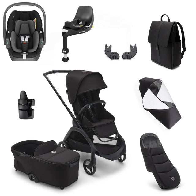 Bugaboo Dragonfly Ultimate Maxi-Cosi Pebble 360 Travel System Bundle - Black/Midnight Black 1