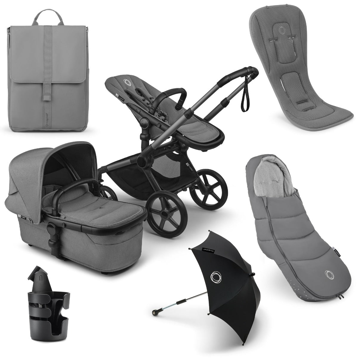 Bugaboo Fox 5 Renew Essential Pushchair Bundle - Moon Grey 1
