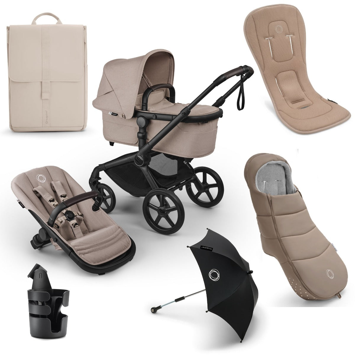 Bugaboo Fox 5 Renew Essential Pushchair Bundle - Desert Taupe Melange 1