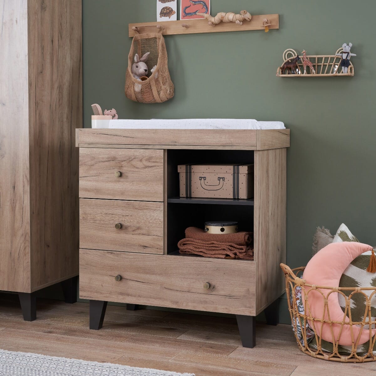 Tutti Bambini Como 3 Piece Room Set - Distressed Oak & Slate Grey
