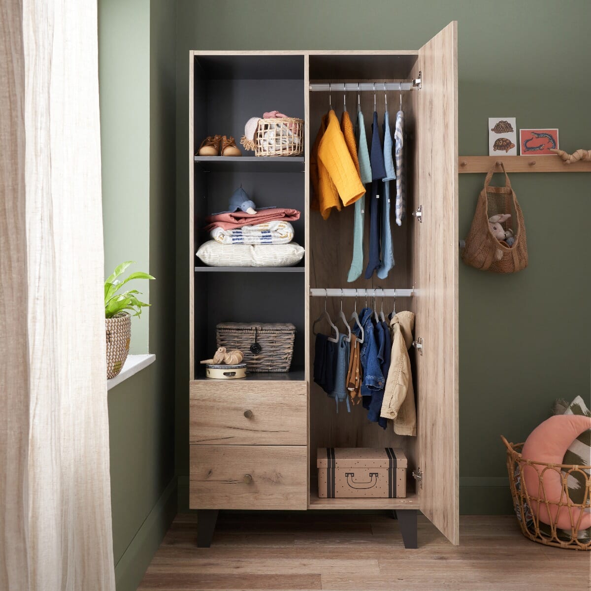 Tutti Bambini Como 3 Piece Room Set - Distressed Oak & Slate Grey