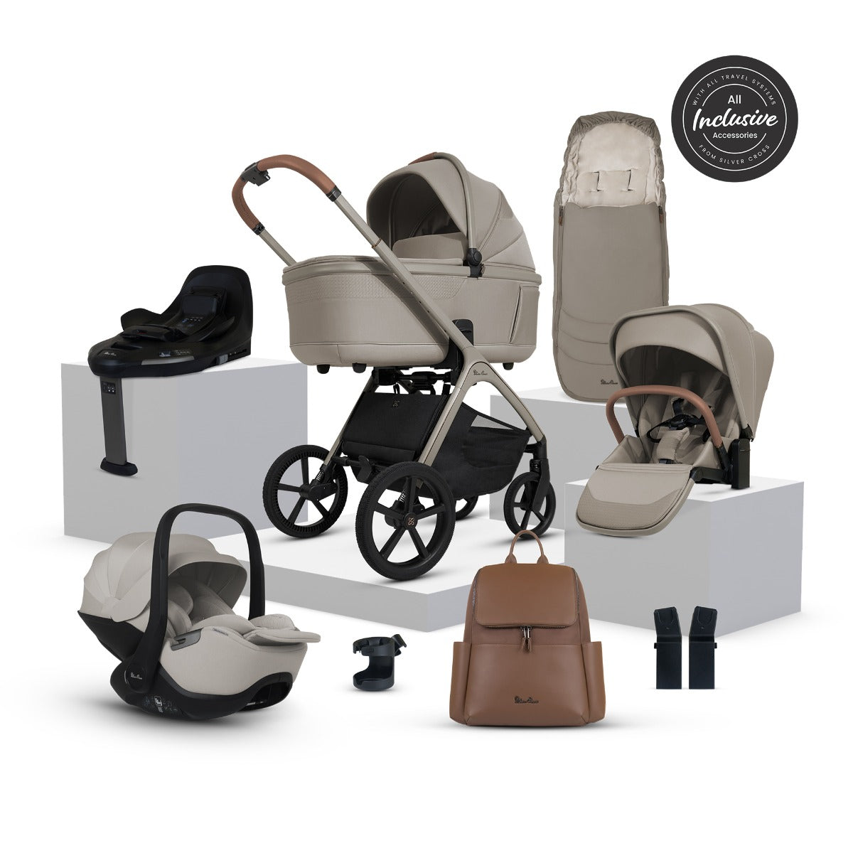 Silver Cross Cove Ultimate 360 Car Seat & Accessory Bundle - Champagne