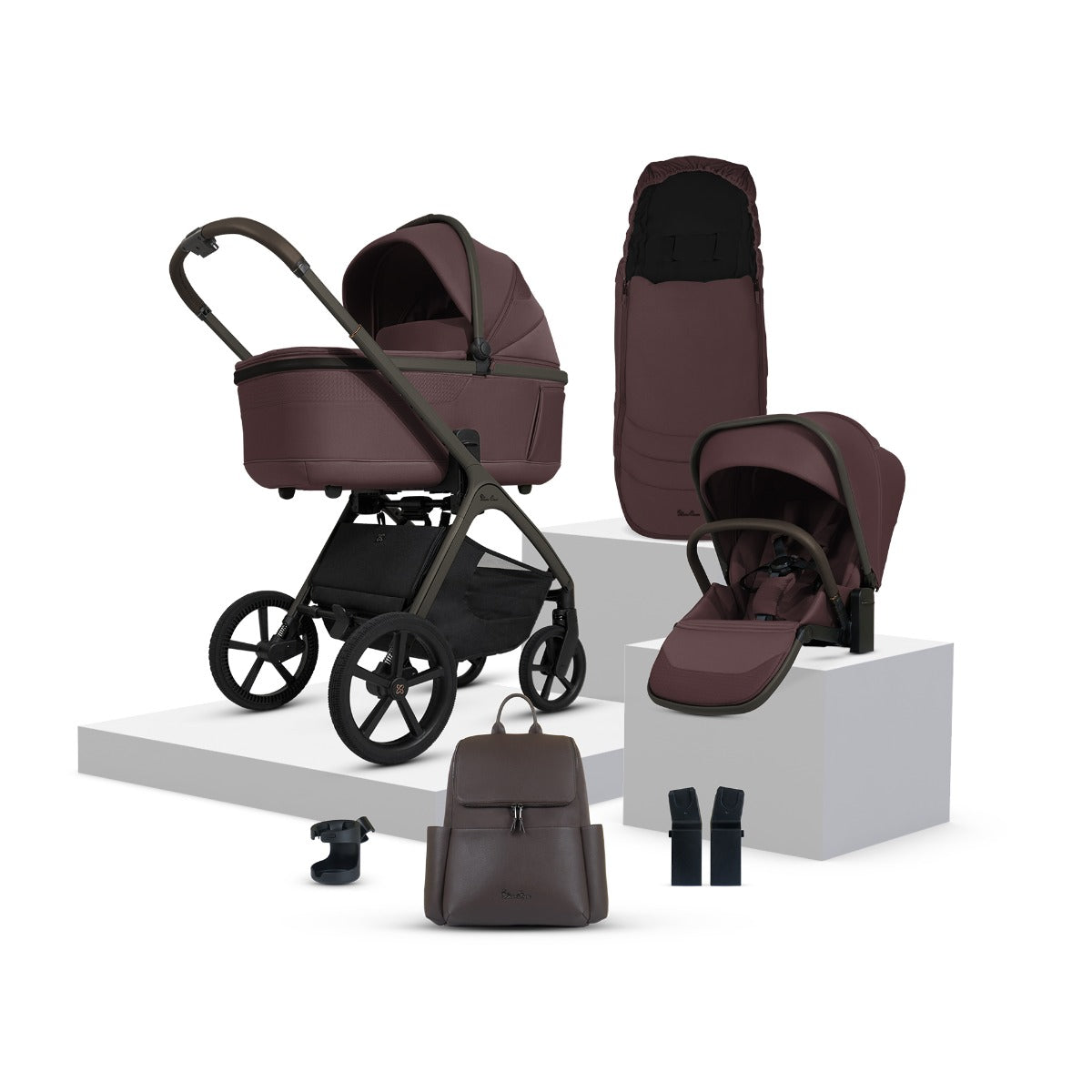 Silver Cross Cove Complete Stroller & Accessory Bundle - Damson 1