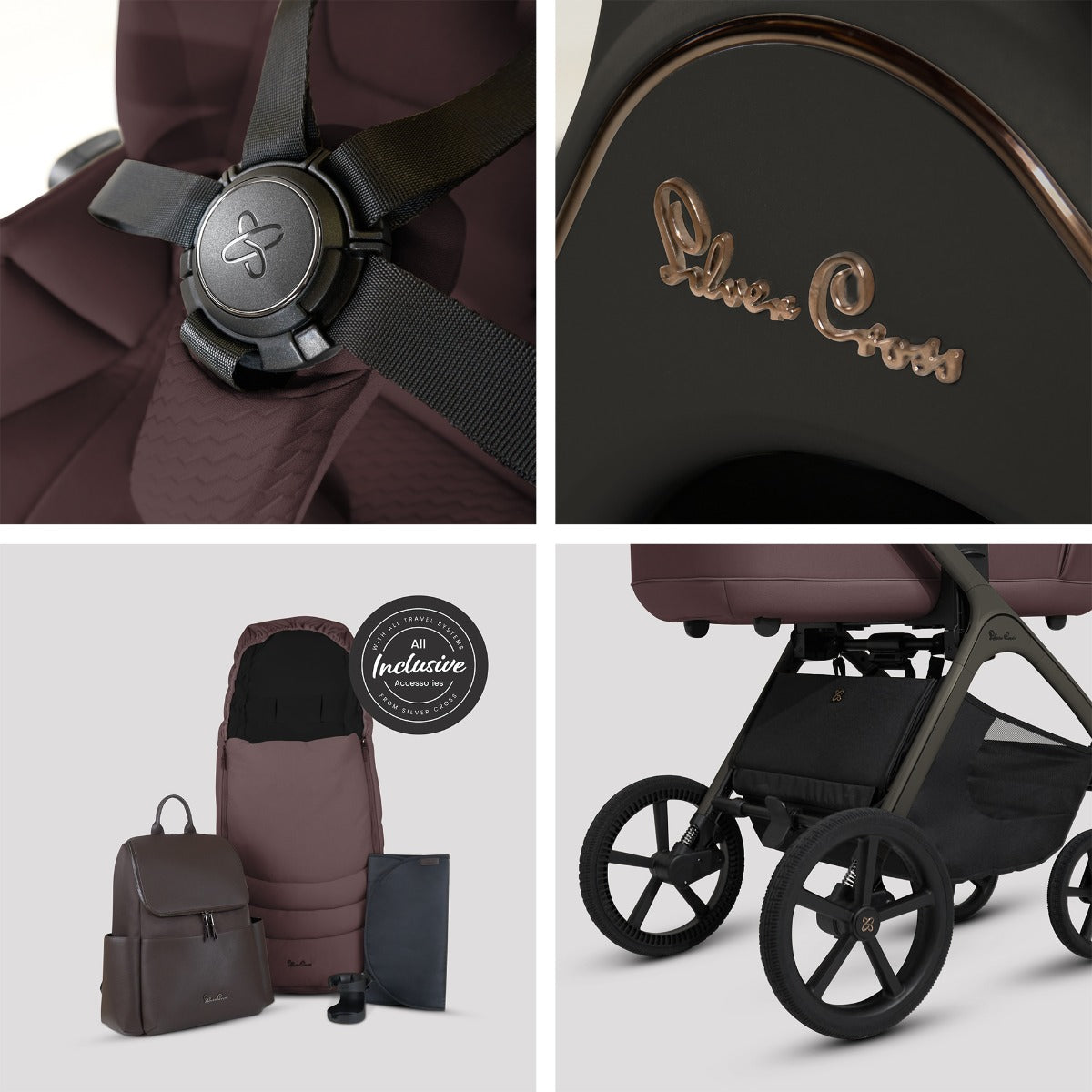 Silver Cross Cove Complete Stroller & Accessory Bundle - Damson 10