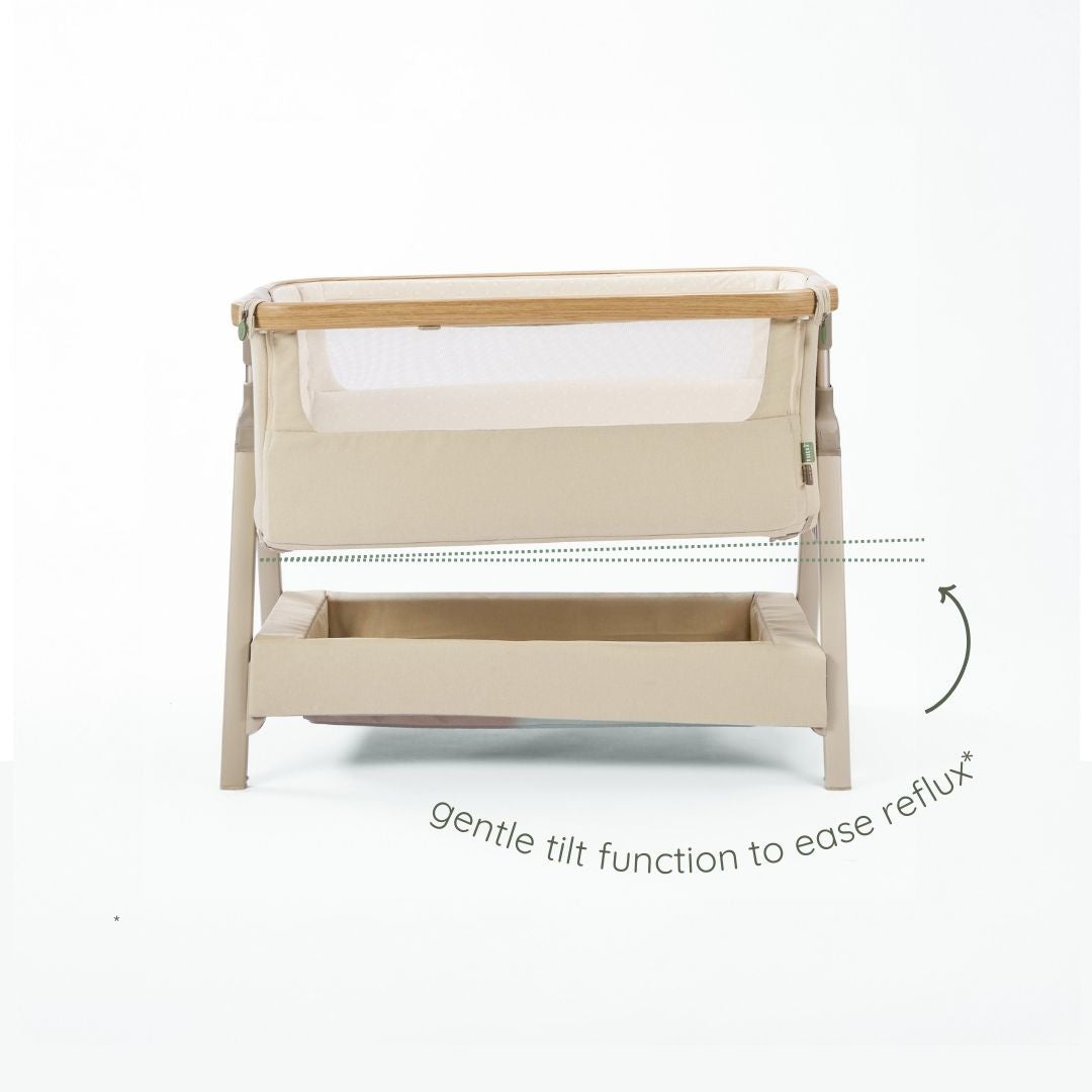 Tutti Bambini CoZee Air 2 Bedside Crib - Toasted Oak / Sand