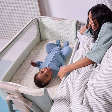Tutti Bambini CoZee Air 2 Bedside Crib - Whitewash / Kelp