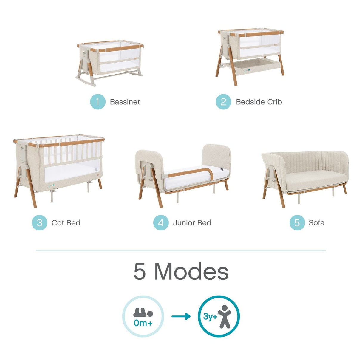 Tutti Bambini CoZee XL 5-in-1 - Scandinavian Walnut & Ecru