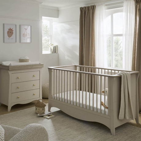 CuddleCo Clara 2 Piece Nursery Furniture Set (Cot Bed & Dresser) - Cashmere and Ash 1