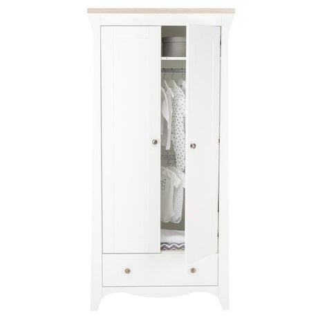 CuddleCo Clara 3 Piece Nursery Furniture Set (Cot Bed, Dresser & Wardrobe) - White and Ash 15