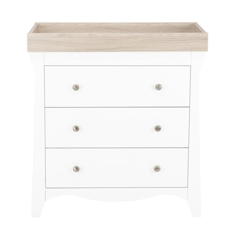 CuddleCo Clara 2 Piece Nursery Furniture Set (Cot Bed & Dresser) - White and Ash 6