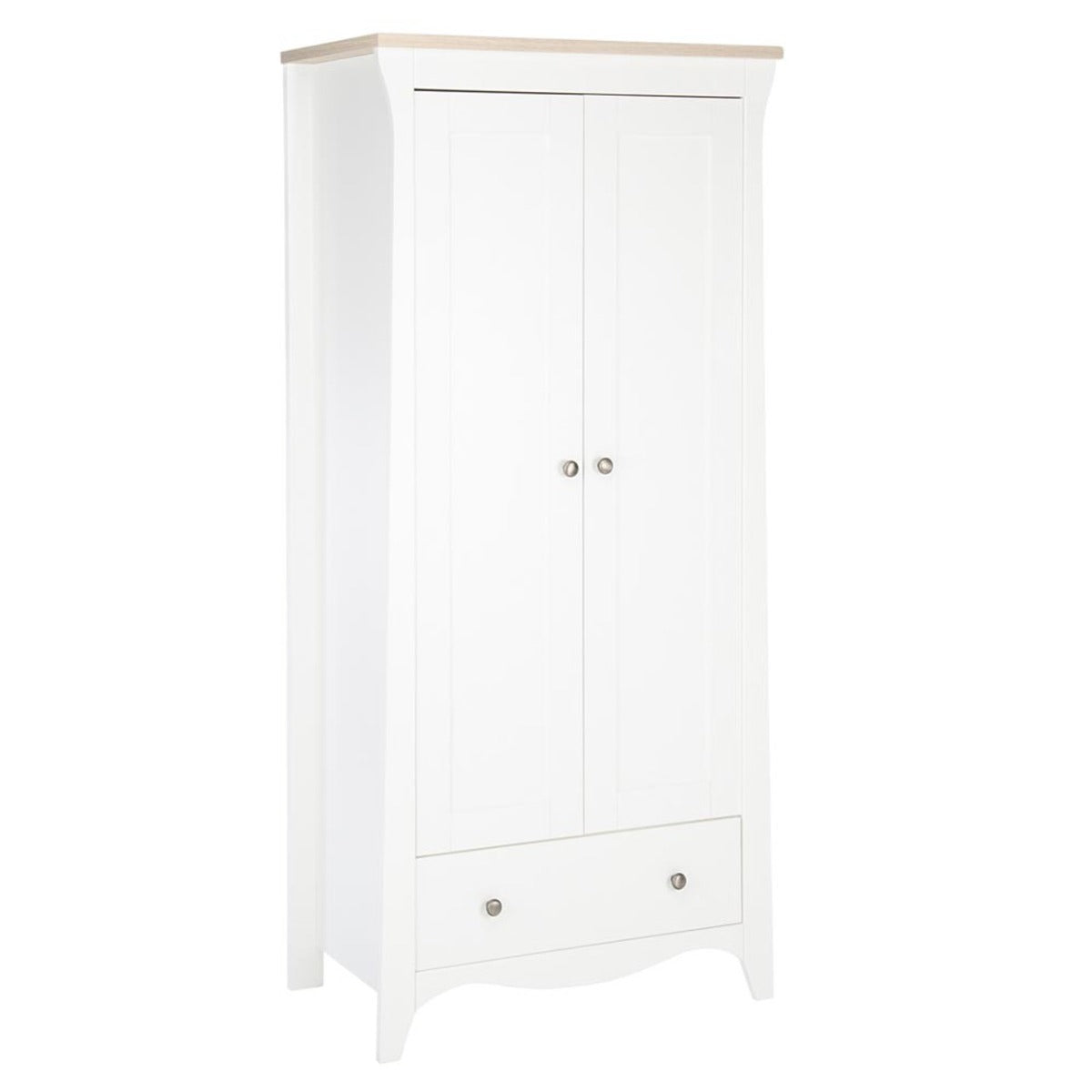 CuddleCo Clara 3 Piece Nursery Furniture Set (Cot Bed, Dresser & Wardrobe) - White and Ash 10