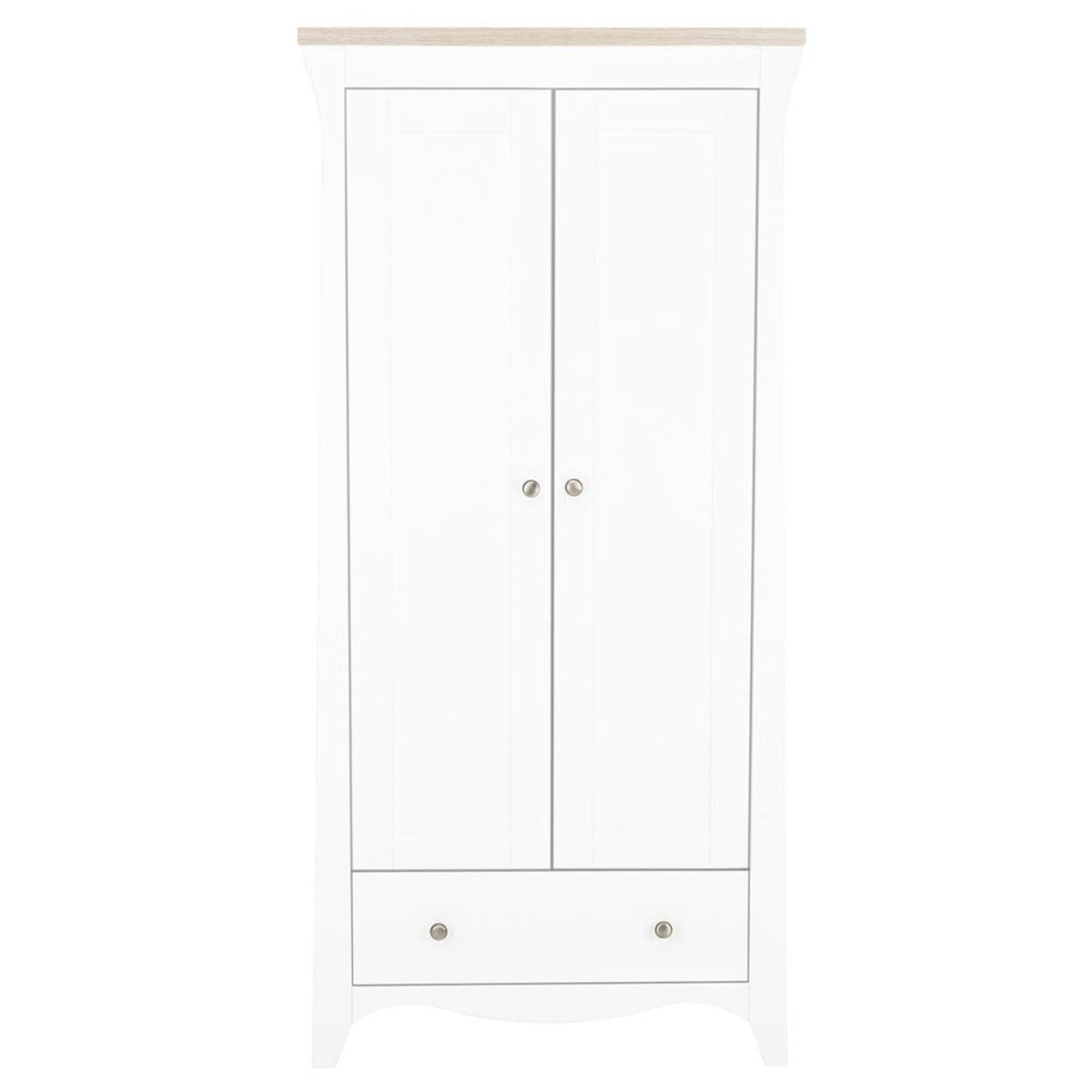 CuddleCo Clara 3 Piece Nursery Furniture Set (Cot Bed, Dresser & Wardrobe) - White and Ash 14